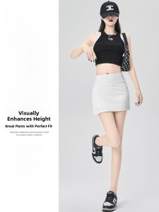 miiow | High-Waist Sports Yoga Dance Womens Skort Anti-Light Walking MiiOW Cat Person Summer New Style Elastic Fiber Skirt Pants