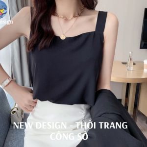 Áo 2 dây lụa cổ vuông mặc trong vest blazer Áo lụa hai dây có size - New Design AO0010