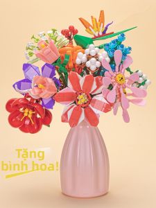 YIXINGMING | Đồ Chơi Bó Hoa Lắp Ráp Kiểu Hoa Vĩnh Cửu có Bình Hoa