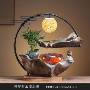 Creative Home Water Fountain Bring In Wealth and Treasure Desktop Living Room Office Decorations Leading Elders Gift Ceramic Ornaments