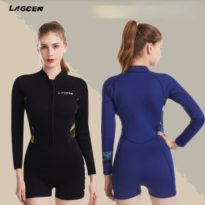 LAGCEN Bộ Đồ Lặn Bằng Cao Su Tổng Hợp 2.5Mm Bộ Đồ Lặn Ngắn Tay Cho Nữ Bộ Đồ Bơi Lặn Có Ống Thở Lướt Sóng Cho Nữ Bộ Đồ Bơi Câu Cá Có Bình Dưỡng Khí