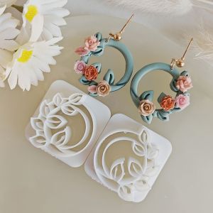 2pcs Floral Foam Cutter Jewelry Making Set Round Floral Cutter Earring Mold Handmade Tools for Polymer Clay Crafts