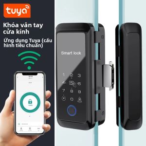 Khóa Cửa Thông Minh C2 Bluetooth RFID Vân Tay Kính Cửa Đơn/kép Điều Khiển Bằng Ứng Dụng Tuya Khóa Then Cửa Hợp Kim Kẽm Dành Cho Cửa Gỗ/kính