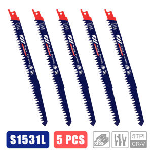 XCAN 1/5pcs S1531L Reciprocating Saw Blades 5TPI HCS Sabre Saw 240mm Handsaw Multi Pruning Blades For Woodworking