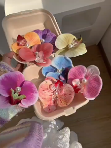 Phalaenopsis Flower Hairpin Clips Side Bangs Clip Sweet Girls Hair Accessory