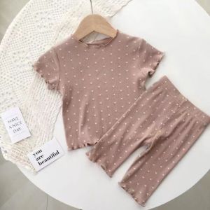 Breathable Ice Silk Short Sleeve Girls Summer 2-Piece Set