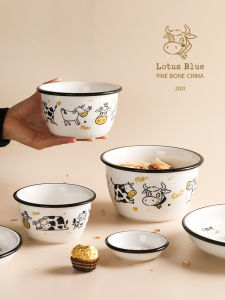 LOTUS BLUE | Vintage Design Rice Bowl & Plate Set