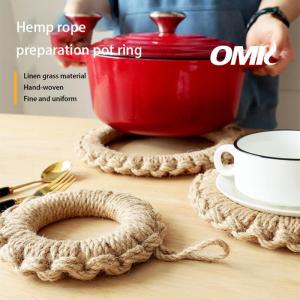 OMK American Linen grass weaving table mat anti-scalding Pot anti scalding pad insulation heat placemats & coasters pot anti scalding pads