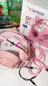 Wantek V10 Wired Gaming Headset 50mm Driver 360° Flexible Mic RGB Cat Ear 3.5mm for PC Laptop PS4 PS5