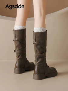 Agsdon | Thick Sole Slim-Fitting Over-the-Knee Boots