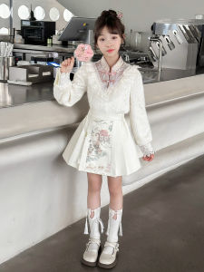 Princess Style Short Skirt Set for Girls Summer Fashionable Traditional Chinese Hanfu Wind Horse Tailed Skirt Two Piece Set