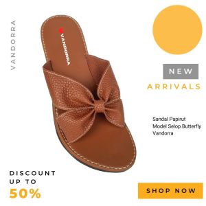 Sandal Papirut Sol Karet Anti Licin Selop Model Butterfly Vandorra