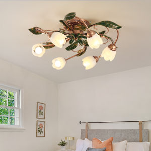 handcrafted 6-light wrought iron ceiling lamp for living room bedroom light LED bulb ceiling lamp flush mount lamp