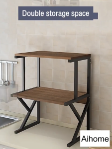 BMZAR 3 Tier Wooden Microwave Rack with Waterproof Storage Shelves