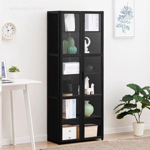 Bamboo BookShelf Cabinet Organizer 2/4D 5/6/7Layers Bookcase Glass Display Kitchen Cabinet Book Shelf Organizer