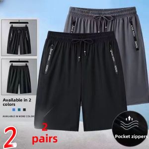 Mens Summer Outdoor Running Shorts Breathable Loose Fit Sporty Trendy Teenage Pocket Zipper Pants Casual Straight Leg