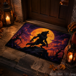 VIKAMA Gothic Skull Spider Doormat Vintage Web Pattern Non Slip Floor Mat Halloween Decor Entrance Outdoor Welcome Rug