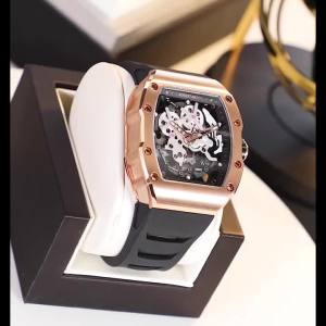 BONEST GATTI | BONEST GATTI BG9905 Automatic Mechanical Movement Wristwatch Skeleton Stainless Steel Watchcase Rubber Strap Watches For Men