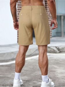Mens Solid Color Straight Tube Work Shorts Pure Color Straight Cargo Shorts