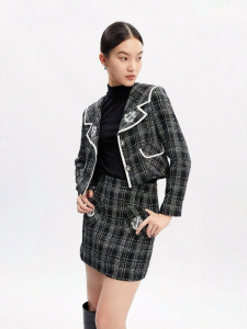 Vero Moda | Sailing Style H Shaped Plaid Short Jacket