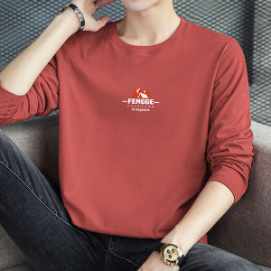 Áo Thun Nam Tay Dài Cổ Tròn in Chữ Cotton Nguyên Chất Màu Trắng Thời Trang Thương Hiệu Quần Áo Công Sở Thường Ngày Mùa Xuân