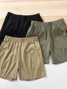 Water-Resistant Ice-Silk Mens Shorts Quick-Dry Five-Quarter Length Loose Fit Elastic Summer Thin Breathable Outdoor Sports Shorts