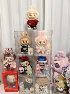 อะคริลิคจอแสดงผลสะสมfigurineกล่องเก็บbubblelabubu โปร่งแสง Desktop Organizerสําหรับของเล่นและของสะสม
