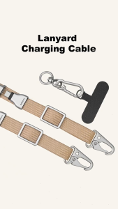HAGIBIS GS300 60W Universal Phone Lanyard Cable C to C PD Fast Charging Data Transfer: Wide Strap Hidden USB-C Port Adjustable