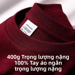 Áo Thun Cotton Nguyên Chất Màu Đỏ Rượu Vang Tay Ngắn Mùa Hè Rộng Rãi Đa Năng Cơ Bản Cho Nam Và Nữ