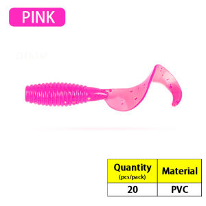 20pcs 0.6g Mini Soft Baits With Curled tail Rockfish Worm Lure 1.4-2.9g Swimbaits Wobber Silicone Artificial bait Winter fishing