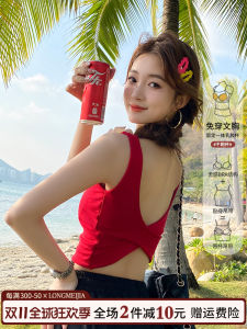 Red Strapless Vest Womens Inner Wear Summer New Beach Pure Desire with Chest Pad Integrated Outerwear Beautiful Back Shirt