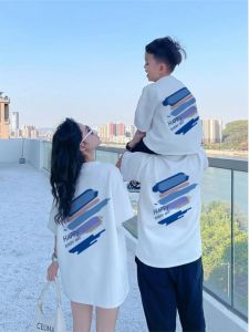 Pure Cotton Short Sleeve T-Shirt Family Matching Mom Daughter Summer Clothes Childrens Wear Baby Clothes Parent-Child Outfits