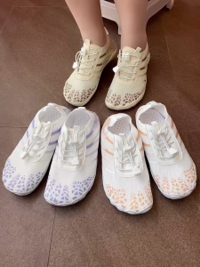 FOKU Sepatu Wanita Multifungsi Aqua-Proof Desain Modern - Sepatu Air/Pantai/Rafting Mancing Yoga Zumba Warna Champagne/Biru Tua