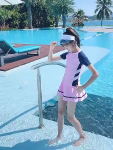 Đồ Bơi Cho Bé Gái Bộ Bơi Bé Gái Habi Fashion HB2309 Kéo Khóa Tay Ngắn Thiết Kế Dễ Thương Chất Liệu Co Giãn Cho Bé Từ 18-60kg