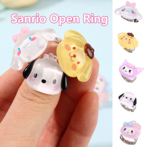 【PrettySet】Cartoon Cute Sanrio Series Open Rings Japanese Kawaii Cinnamoroll Kuromi Adjustable Rings Girls Children Jewelry