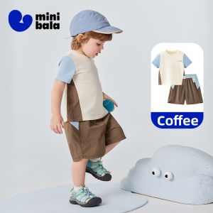 MINI BALA | Breathable Quick-drying Color Block Sporty Short Sleeve Shorts Set