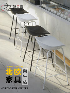 Nordic Luxury Black White High Stool Bar Stool Casual Modern Front Desk Chair Coffee Shop Counter Chair High Chair
