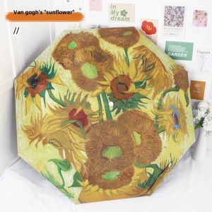 Van Gogh Sunflower Automatic Umbrella Women High Aesthetic Dual Purpose Sunny Rain Sunscreen UV Protection Sunshade Umbrella