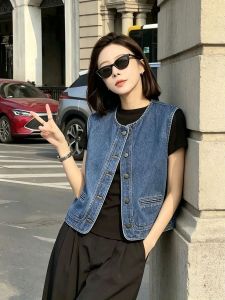 LIANGYILAILIN | Trendy High Quality Light Korean Style Denim Vest