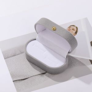 1Pc Grey Mini Velvet Ring Box Soft Scratch Resistant Portable Jewelry Storage Holder for Women Girls Wedding Proposal Engagement