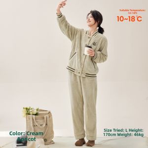 Very Warm Wearable Out Home Casual Flannel Pajama Set