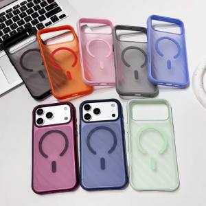 Luxury Skin Feel Matte Semi Transparent Magnetic Phone Case For iPhone 17 16 15 14 13 Pro Max TPU Shockproof Non-Slip Back Cover