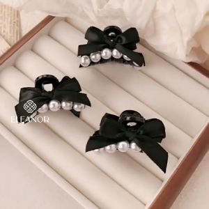 Kẹp tóc nữ càng cua Eleanor Accessories kẹp tóc mái đính nơ phụ kiện tóc 8812