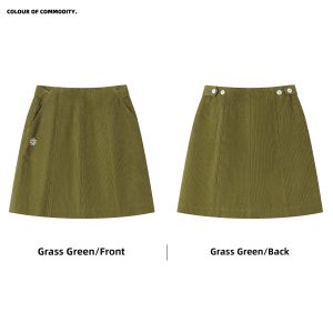 JNXS | Retro Double Button Adjustable Waist Mid-skirt