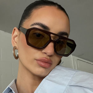 2025 Retro Double Bridge Fashion Sunglasses Womens Luxury Light Rhombus Women Sun Glasses Ins Trending Sun Shades UV400