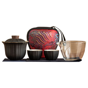 SHUANGYU | Portable Camping Tea Set with Gaiwan and Ceramic Travel Cups
