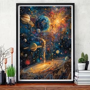 500/1000pcs Adult Jigsaw Puzzle Cosmic Galaxy with Planets Puzzles for Gameroom Bedroom Livingroom Gift Challenging Game