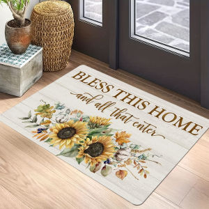 VIKAMA American Garden Sunflower Door Mat Non Slip Wear Resistant Easy To Clean Entrance Mat Home Decoration