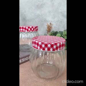 Toples Kaca Bijian Bulat Tutup Kotak Kotak Merah