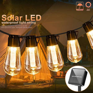 LED Solar Garden Light 10/20/30 Bulbs Outdoor Waterproof Solar String Lights Court Decorative Night Hanging Lights for Fence Porch Pool Wedding Party